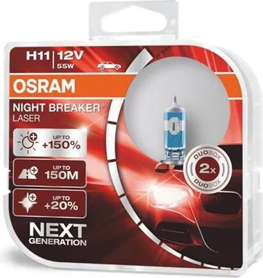 Zdjęcie produktu dla Żarówka H11 12V/55W Pgj19-2  150  Night Breaker Laser Duo Box