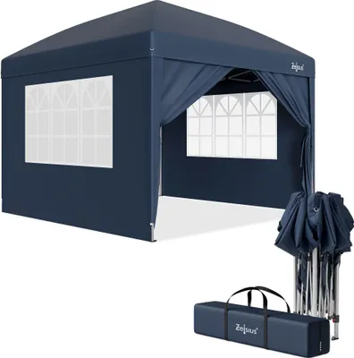 Obrázok produktu pre Zelsius skladací pavilón 3x3 m s bočnými stenami, modrý, skladací pavilón UV30, skladací záhradný stan