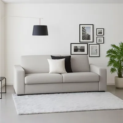 Immagine prodotto di Talamo Italia Divano Fisso 2 Posti Azier 95x200x90h cm Grigio Grigio, Sfoderabile Vano Contenitore Porta Cuscini Italy