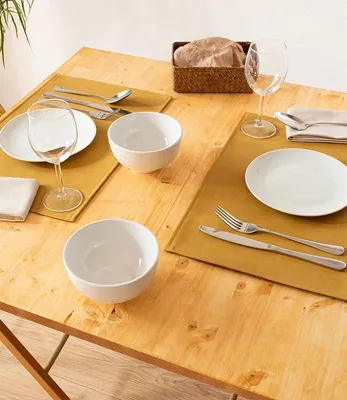 Produktbild von Monaco Ocre Vintage 2er Set Tischsets in Lederoptik | Platzsets Ocker 45x30cm