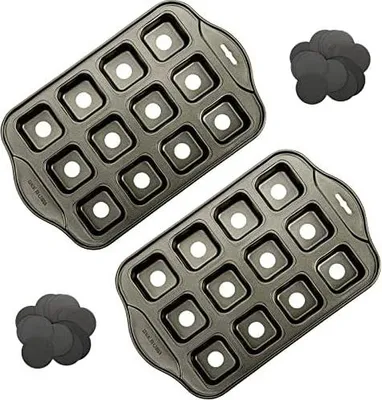 Produktbild von Tosnail 2 Stück 12er Mini Käsekuchenform mit herausnehmbarem Boden, Brownie Formen mit allen Kanten, quadratische Cupcake-Muffinform, kleine Kastenform - quadratisch