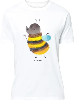 Produktbild von Mr. & Mrs. Panda Größe M T-Shirt Hummel flauschig - Weiß - Geschenk, Herren, Lustige Sprüche, Blume, Biene, Natur, mit Spruch, Tshirt, Shirt