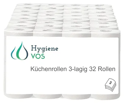 Produktbild von Küchenrolle Küchenpapier Haushaltsrolle - 3-lagig - 8 x 4 Rollen - 32 Rollen à 50 Blatt