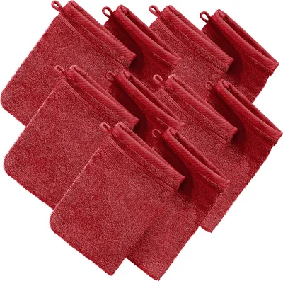 Produktbild von Erwin Müller Waschhandschuh Heidelberg" 10er-Pack rot 15x21 cm"