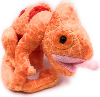 Image de Onwomania Peluche Tissu animal caméléon orange rampant à écailles 17 cm