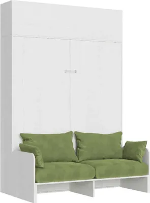 Image de ITAMOBY - Armoire lit queen size escamotable vertical 160 Kentaro Sofa avec èlèment haut Frêne Blanc-A35