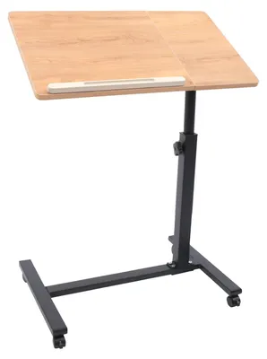 Produktbild von Verstellbarer Laptop-Tisch - Mobiler Computertisch - 360° drehbare Tischplatte - Mit Rollen - Höhenverstellbar - Rechteckiger Arbeitstisch - Khaki