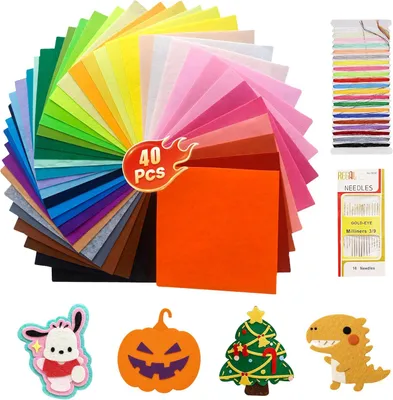 Immagine prodotto di 40 colori di feltro, feltro artigianale, tessuto di feltro, feltro per lavori creativi, fogli di feltro, feltro