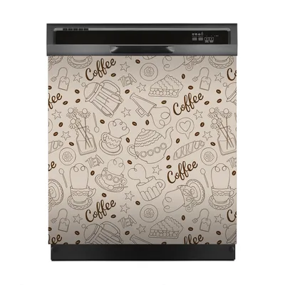 Produktbild von Aufkleber sticker 60x60 cm Dekorative folie Spülmaschine - Kaffee Kanne und Tasse