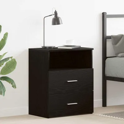 Image de vidaXL Table de chevet Noir aspect chêne 50 x 32 x 60 cm Aggloméré