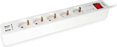 Produktbild von Equip 6fach Verteiler mit Schalter und 2fach USB-Lader, Mehrfachsteckdose Schuko, 1,8 m, Drinnen, Typ F, Type F (CEE 7/4), 1,5 mm², Kunststoff