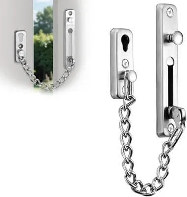 Produktbild von PromoHome® Sicherheits-Türkette aus Edelstahl – Einfache Montage, Silber, 12x23x1 cm