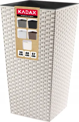 Produktbild von KADAX Blumentopf aus Kunstsoff "Pesaro", Blumenkübel, Pflanztopf, mit Einsatz, quadratisch, 25 cm, Creme