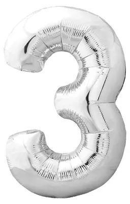 Produktbild von Zahlenballon "3" Geburtstag | 106 cm | Silber