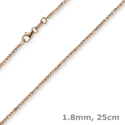 Produktbild von 1,8mm Fußkettchen Fußschmuck Kugelkette diamantiert aus 585 Gold Rotgold 25cm