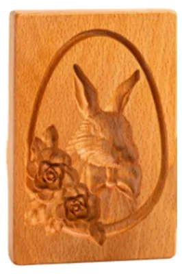 Produktbild von Holz-Keksausstecher Prägeform 10x10x2 cm, 3D Geschnitzte Biskuitform aus Naturholz mit Leinöl beschichtet, DIY Backwerkzeug für Weihnachten, Halloween, Ostern, Brautjungfer