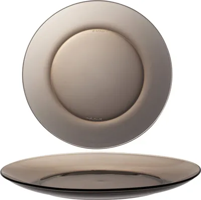 A top and side view of a brown Duralex plate.