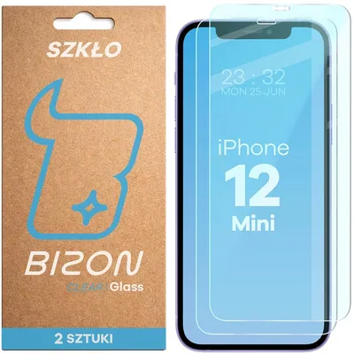 Produktbild von Gehärtetes Glas für iPhone 12 Mini, Bizon Glass Clear Duo, 2 Stück