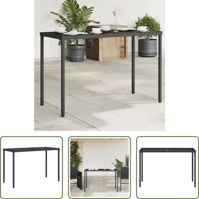 Produktbild von The Living Store Gartentisch mit Glasplatte Schwarz 115x54x74 cm Poly Rattan
