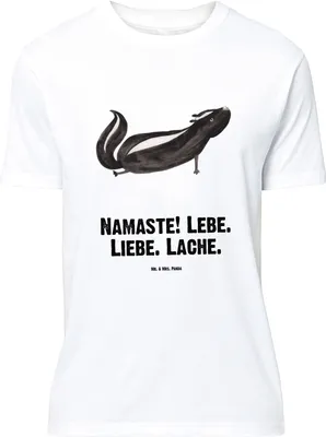 Produktbild von Mr. & Mrs. Panda Größe L T-Shirt Stinktier Yoga - Weiß - Geschenk, Tshirt, Shirt, Namaste, Wildtier, mit Spruch, Liebe, Raubtier
