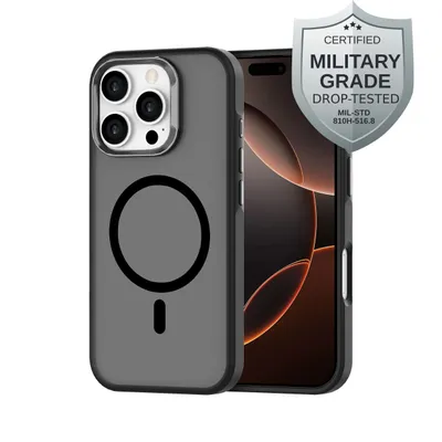 Image de Cazy Coque compatible avec iPhone 16 Pro Coque compatible avec MagSafe - Military Grade Backcover - Noir