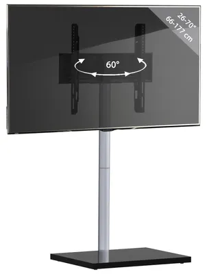 Immagine prodotto di Supporto TV 26-70 pollici | VESA max. 400x400 a 35 kg | Supporto Fernseh girevole in alluminio | Supporto per pavimento TV Dimensioni circa. H. 100 x W. 60 x D. 45 cm | Supporto TV Nalano