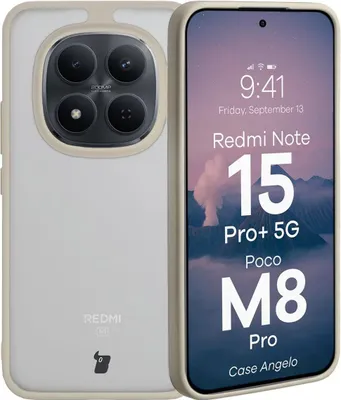 Produktbild von Handyhülle für Xiaomi Redmi Note 15 Pro Plus 5G / POCO M8 Pro 5G, Bizon Case Angelo, Semitransparent mit beigem Rahmen