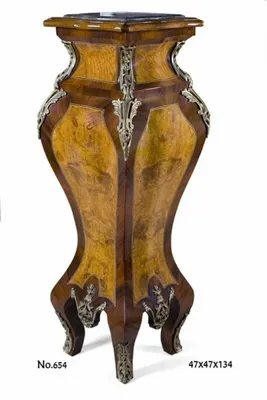Obrázok produktu pre Casa Padrino, baroková stĺpica s elegantnou mramorovou výplňou v mahagónovej farbe, čierna a strieborná, 47 x 47 x výška 134 cm - stĺpica v antiknom štýle