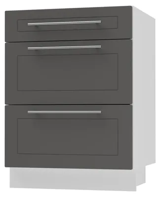 Produktbild von Schubladenunterschrank KVANTUM Teilauszug 60cm Korpus- & Frontfarbe wählbar Q-D3M/60,graphit matt,weiß