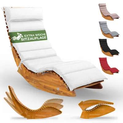 Immagine prodotto di CASARIA® Set Lettino Prendisole in Legno con Cuscino 154x60cm Portata 160 kg Certificato FSC® Lettini da Giardino Sdraio Pieghevole Ergonomica