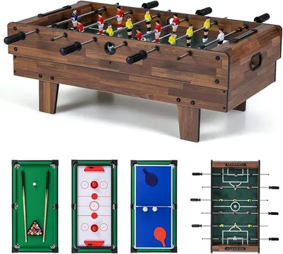 Imagen del producto de Mesa de juegos Silecomplaza 4 en 1 para niños y adultos, mesa multifuncional que incluye fútbol de mesa, air hockey, billar y tenis de mesa. Mesa de juegos con accesorios, ideal para salas de juegos y bares