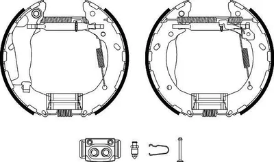 Produktbild von HELLA Bremsensatz Trommelbremse Hinten für HYUNDAI i10 (PA) 8DB 355 022-551