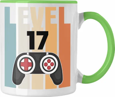 Produktbild von Trendation - 17. Geburtstag Tasse Gamer Jungs Jungen Geschenkidee zum Geburtstag Lustig Siebzehn (Grün)