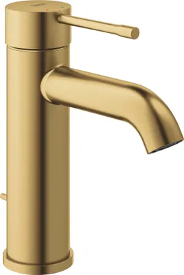 Produktbild von Grohe Essence Einhand-Waschtischarmatur, Größe S, cool sunrise gebürstet, Durchflussbegrenzer 5,7 l/min, 28 mm Keramikkartusche, Set