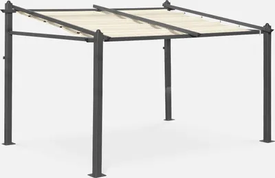 Produktbild von sweeek - WANDPERGOLA 3X4M mit Schiebeleinwand  - Ecru