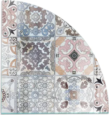 Produktbild von Mosaikmuster in Fliesen – Glasbodenplatte für – Kaminofen – Kaminplatte Glas – Schutzglas – Funkenschutzplatte –Glasbodenplatte Feuerfeste – Hitzeschutzplatte – Bodenschutz aus Glas – 1/4 100x100 cm