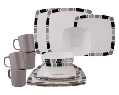 Produktbild von Melamin Campinggeschirr Set [Carre] für 4 Personen – 12-teilig – bruchsicher, BPA-frei – ideal für Camping, Outdoor & Wohnmobil
