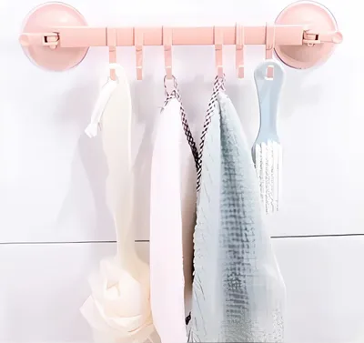 Produktbild von Handtuchhalter ohne Bohren Saugnapf Kunststoff Handtuch Stange Badetuchhalter, Farbe:Rosa