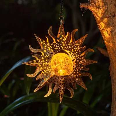 Produktbild von Solarleuchten Outdoor Garten Nachbildung Hängende Laternen Dekoration Metall Sonnenblumen Geschenke Wasserdicht für Outdoor Hängende Gartendekorationen