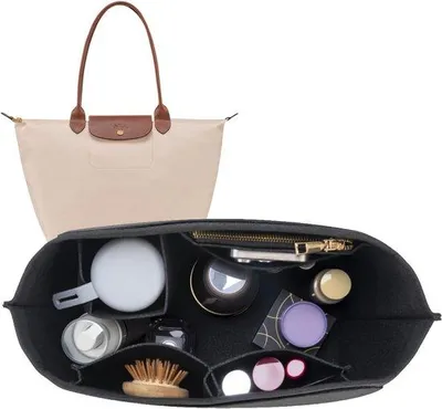 Produktbild von Famanu Organizer L - Multifunktionale Handtaschen-Organizer mit Becherhalter, Schwarz