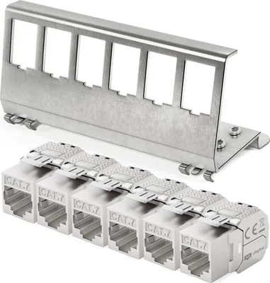 Produktbild von hb-digital Hutschienenadapter 6 Port  mit CAT 7 Keystone Modul RJ45