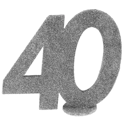 Produktbild von 40. Geburtstag silber glitzer Tischdekoration 11x 10 cm Zahl 40