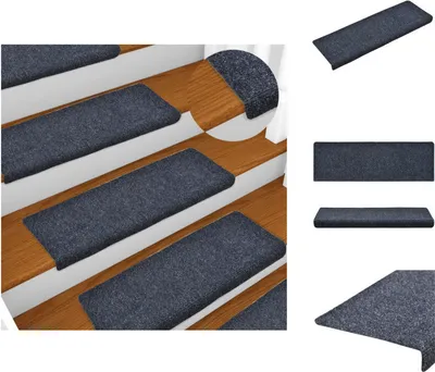 Immagine prodotto di vidaXL Tappetini per scale 15 pz. Tessuto non tessuto agugliato 65x21x4 cm blu - Tappetini per gradini