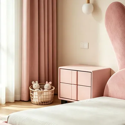 Produktbild von Mädchen Jugendbett Kinderbett Mädchenbett Rosa Romantic Kinderzimmer Nachtkommode Rosa
