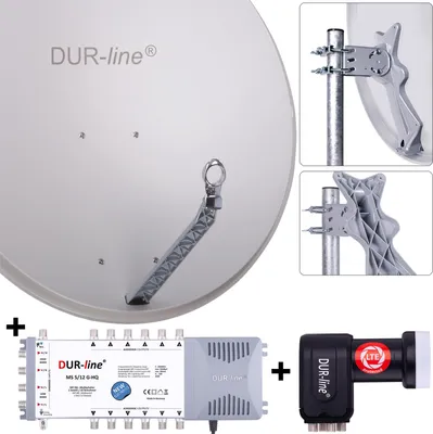 Produktbild von DUR-line Select 85/90cm Komplettanlage 1xSAT/12TN hellgrau