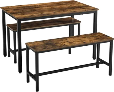 Productafbeelding van Eettafel - Keukentafel set - 2 banken - 110 x 70 x 75 cm