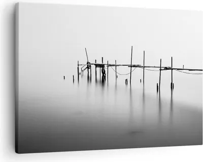 Produktbild von Bild auf Leinwand - Leinwandbild - Meer Brücke Wasser - 70x50cm - Wand Bild - Wanddeko - Wandbilder - Leinwanddruck - Bilder - Kunstdruck - Wanddekoration - Leinwand bilder - Wandkunst - AA70x50-3727