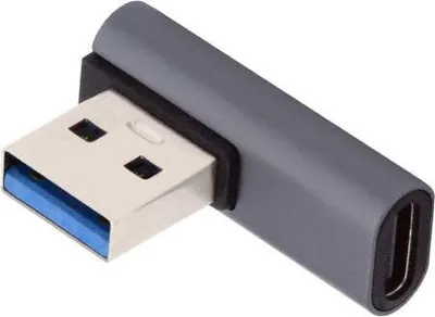 Produktbild von USB 3.1 Gen 2 Adapter Typ C Buchse zu 3.0 Typ A Stecker Winkel Kabel in Grau