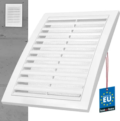 Immagine prodotto di KOTARBAU® Griglia di ventilazione 180 x 250 mm Griglia per l'aria di scarico in plastica con zanzariera Griglia terminale rettangolare bianca Griglia a feritoia Aria di scarico Aria di mandata Griglia Ventilatore
