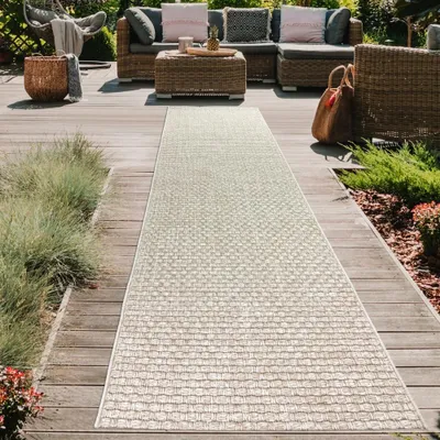 Image de Tapis d'intérieur et d'extérieur Terrasse résistant aux intempéries unicolore beige Taille - 80 x 250 cm